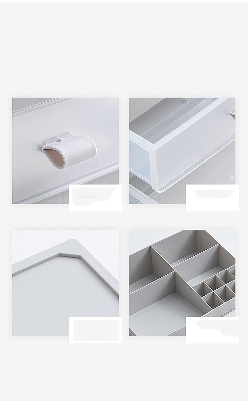 Mini organizer per cassetti portaoggetti in plastica rosa, per scrivania, bagno, ufficio, multifunzione, con cassetti impilabili per accessori da trucco, design compatto ed elegante, 26 x 18 x 29 cm
