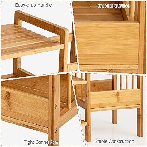 COSTWAY 4-Tier Bamboo Shoe Rack with Umbrella Holder, Freestanding Wooden Shoe Shelf Storage Stand, Home Hallway Entryway Shoes Organiser Unit