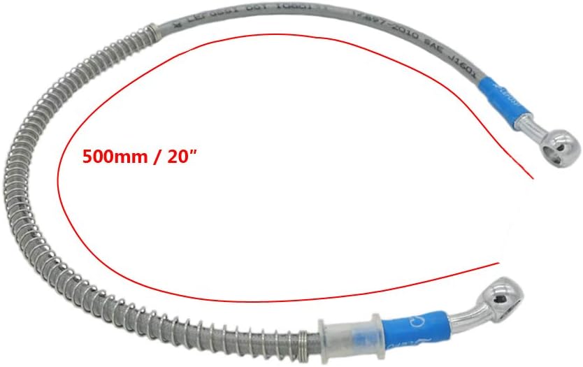 S SYUU 500mm 50cm M10 Reinforced Hydraulic Brake Oil Hose Line Banjo Fitting Stainless Steel End Braided Cable Compatible with for Motorcycle Pit Dirt Bike Enduro Motocross Street Bikes Sport Bikes
