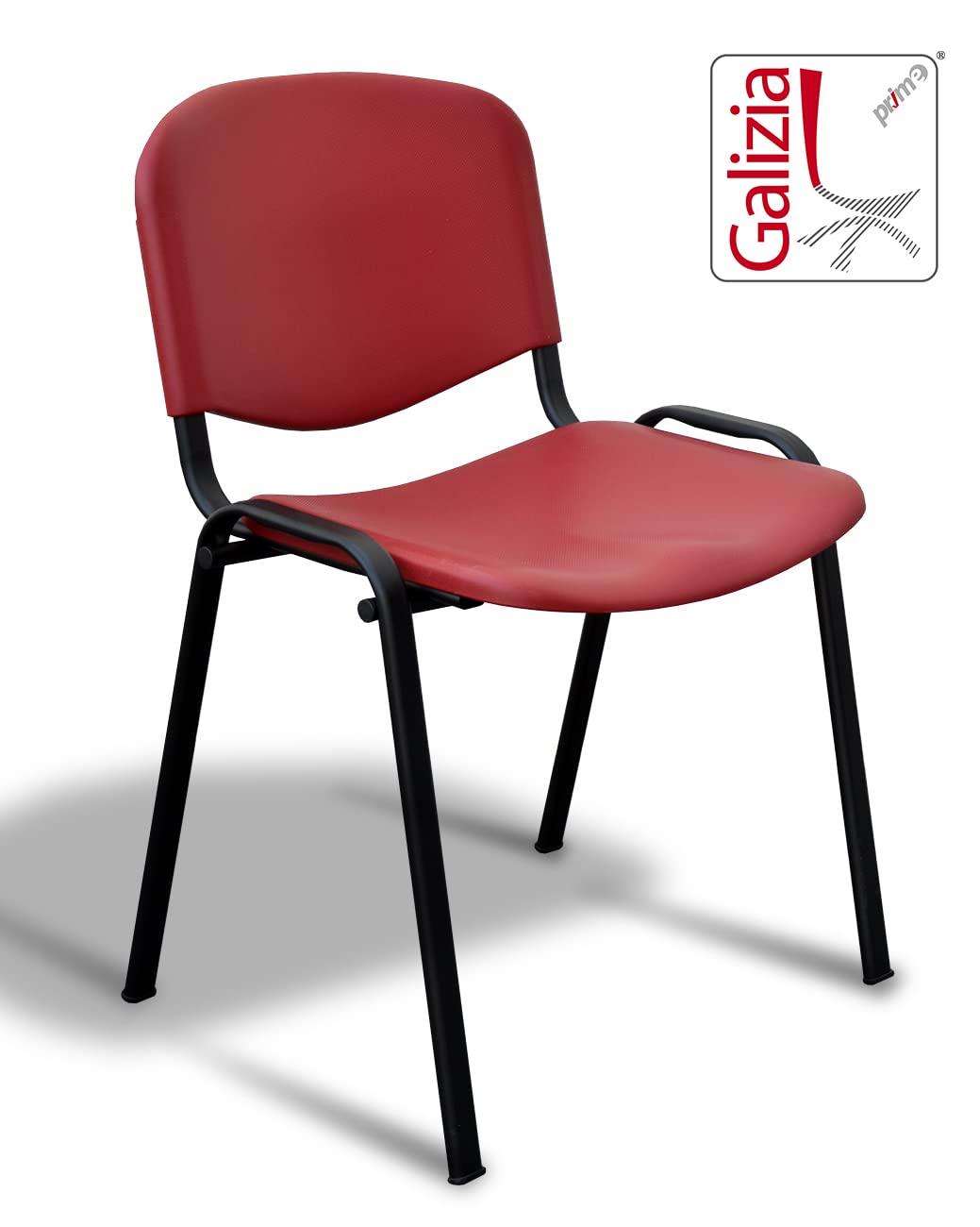 IDEALSEDIE DI GALIZIA MICHELE SEDIA FISSA 4 GAMBE CON TELAIO IN ACCIAIO VERNICIATO NERO, SEDILE E SCHIENALE IN PLASTICA COLORATA, TELAIO IMPILABILE (bordeaux)