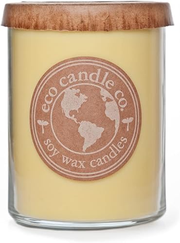 Miniatura 10 de Eco Candle Co. Vela reciclada, eucalipto y menta, 26 onzas. Aromas de eucalipto, menta verde y menta - 100% cera de soja, sin plomo, etiqueta y tapa