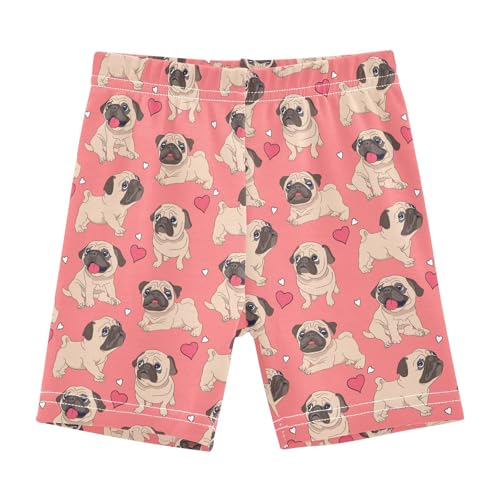 JHKKU Girls Pug Heart Shorts Cotton Cartwheel Bike Kids Biker Under Dress Dance Short Girl Clothes 4T
