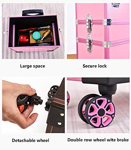 BYCDD Schminkaufbewahrung Trolley Kosmetikkoffer Schminkkoffer, Multikoffer Etagenkoffer Trolley Make-up Koffer für… – Bild 5