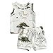 Geagodelia 2tlg Baby Kleidung Outfit Jungen Babykleidung Set Ärmellos Top Weste + Shorts Neugeborene Weiche Sommer Babyset NT-242 (Weiß - Dinosaurier, 18-24 Monate)