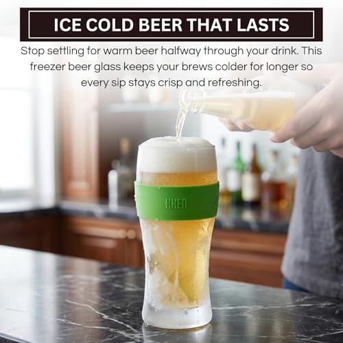 Image of Frozen Pint Beer Glasses - Freezable Mugs Freeze Chiller, Birthday Gifts Him, Men, Dad, Guys, Cooling Cups 12oz Unbreakable Tritan Acrylic, Double Walled Insulated Glass Gift, Iced Coffee Tumbler