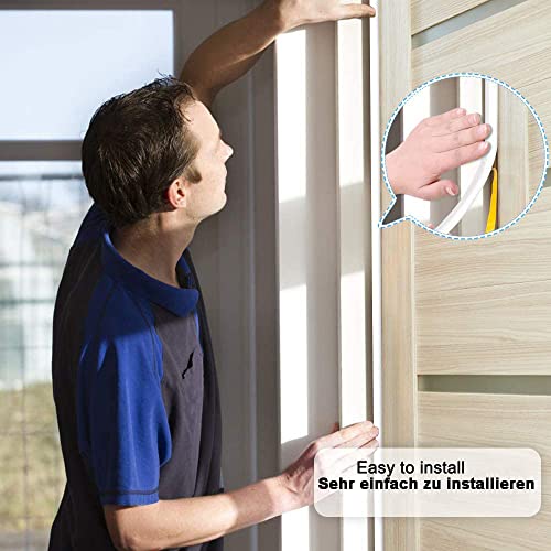 Image of Weather Stripping Seal Strip Tape, Doors Windows Frame Self Adhesive D Type Foam Sealing Tape, 32.8Ft Rubber Soundproof Insulation Cell Foam Stripping, White