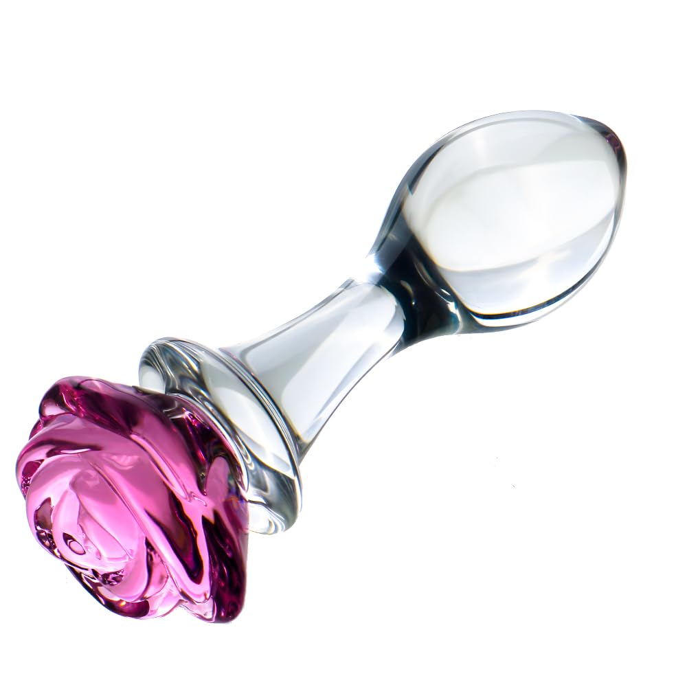 Crystal Glass Butt Plug,Mini Pink Glass Anal Plug, Anal Masturbation Plug for Men Women Gay and Couples: Transparent/Pink