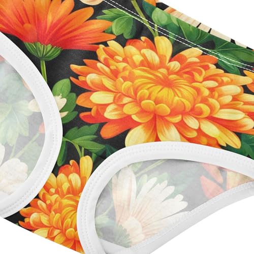 Toddler Underwear Floral 2t Cotton Cute Panties Girl Durable Briefs Kids Undies Orange Chrysanthemums Daisies4