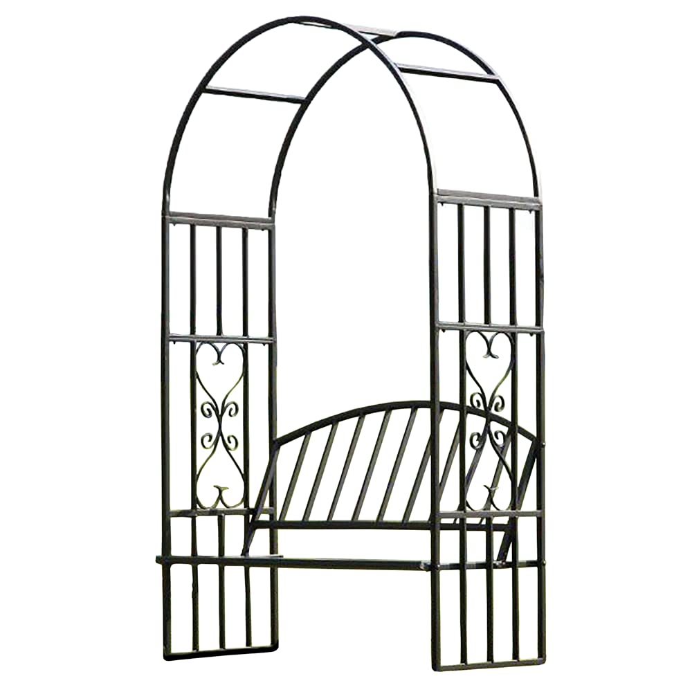 Easylife Victorian Style Garden Arch and Bench for Outdoor Spaces, Gardens and Paths H206xW114xD50cm, Seat W110xD40cm - Fully Guaranteed