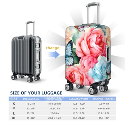 Colorful Flower Butterfly Travel Luggage Cover for Suitcase Anti-Scratch Fashion Suitcase Protector Washable Elastic Baggage Covers Fits 18-21 Inch Luggage for Travel Beach Holiday3