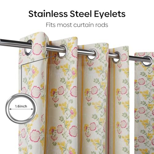 Image of haus & kinder Digital Printed Cotton Window Curtains 5 Feet Long Pack of 2 Window Curtains, 5 Feet Curtains for Window (Petaline, Multi 130x152 CM)