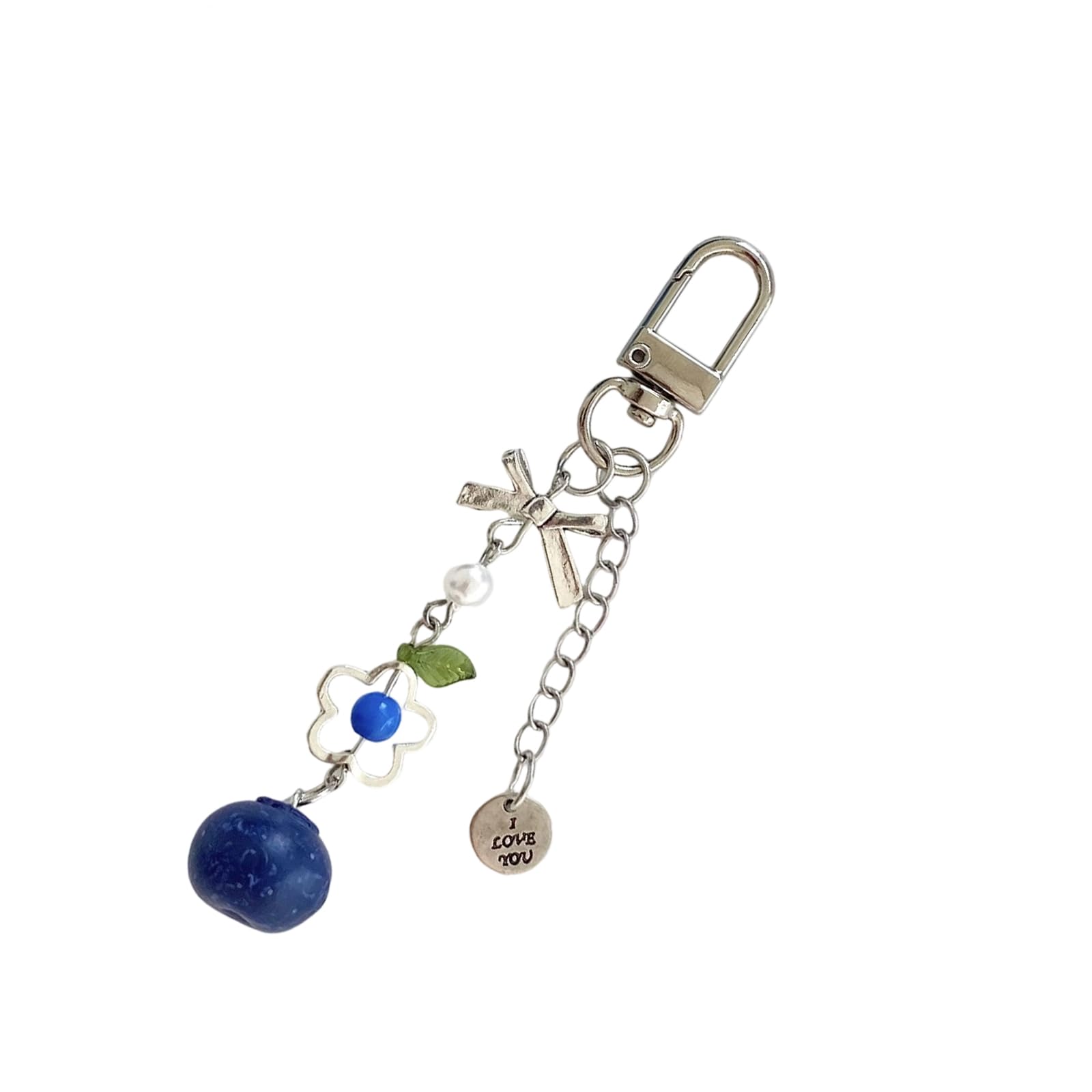 Jamnghb Unisex Kids A Spring Inspired Blueberry Charm Keychain With Metal Chain Soft Rubber Lloy Lovely Girls Ccessory Practical Gift Sturdy Lloy Phone Charm