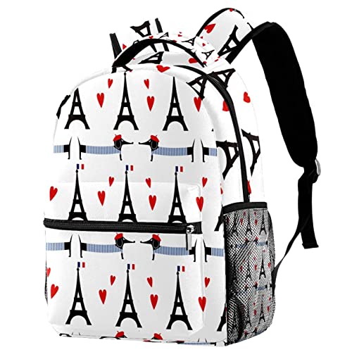 Sac à dos anti-fuite avec poche bouteille extérieure motif Paris pour l'école