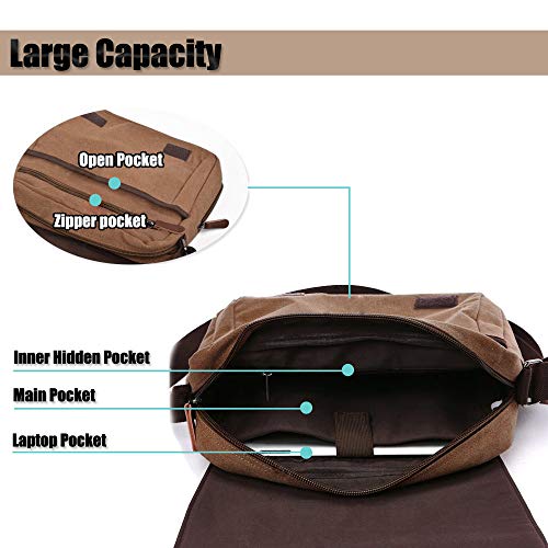 LOSMILE Schoudertassen voor heren, canvas schoudertassen, laptoptas, schooltas, voor school en werk, voor mannen en vrouwen. - Image 6