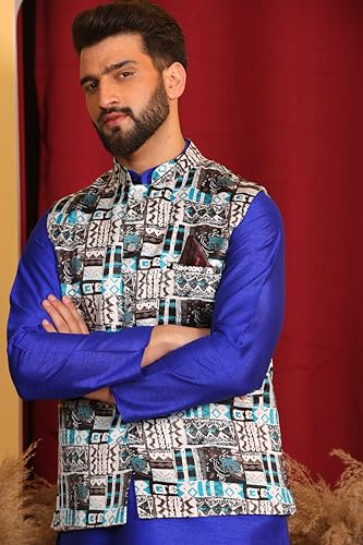 Image of Kurta With Churidar & Multicolor Nehru jacket Set