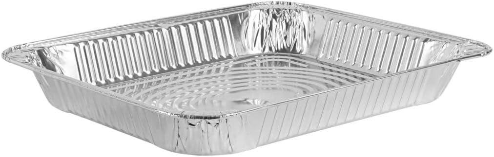 Half Size Shallow Aluminum Pans - Case Pack of 100 - For Baking, Catering & Food Service