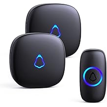 SECRUI Doorbell, Wireless Doorbell with 2 Receivers Easy installation, Adjustable Volume, 58 Chimes, Colorful LED, 1000Ft Range, M520+F55, Black