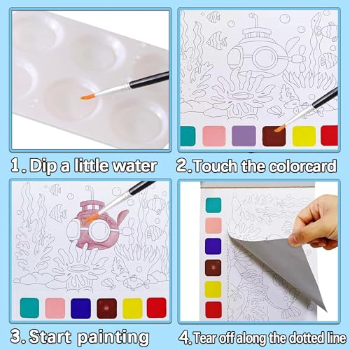 Image of Kidology Water Color Books for Kid, Painting Book with 20 Sheet, 1 Brush, Mini Watercolor Book, Educational Montessori Toy, Gift for Boys Girls, Art & Craft Travel Activity (3Pcs Painting Book)