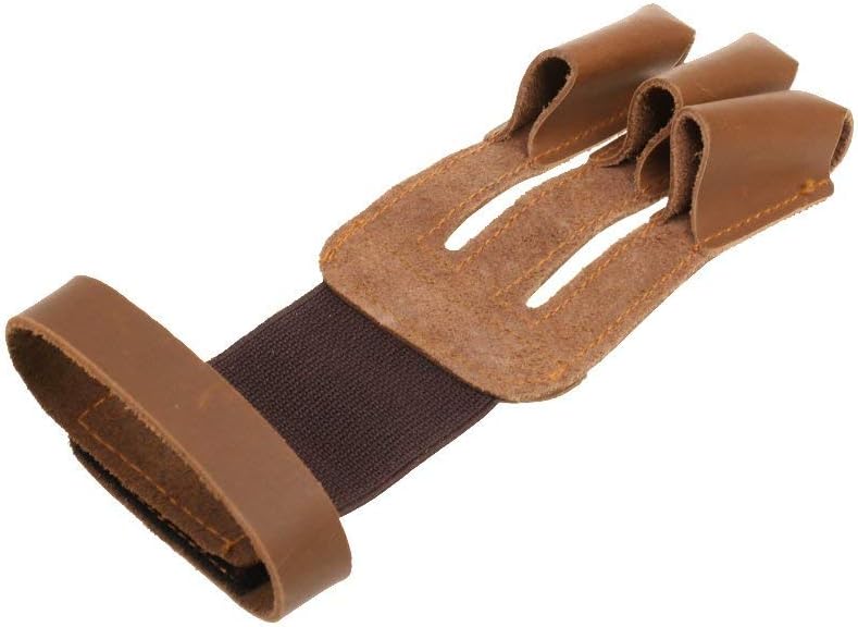 Outdoor Archery Pull Bow Arrow Protector 3 Fingers Hand Glove with 4 Straps Arm Guard Protective Gear
