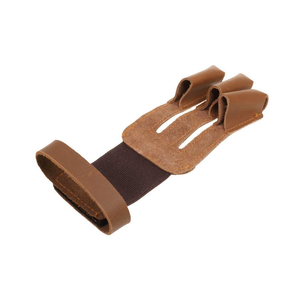 Inzopo Outdoor Bogenschießen Pull Bogen Pfeil Schutz 3 Finger Handschuh mit 4 Riemen Armschutz Schutzausrüstung Sport & Freizeit