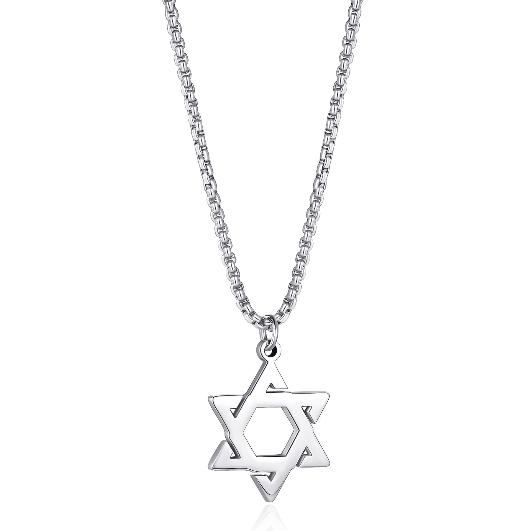 JoxevyiaStar of David Necklace Stainless steel David Star Jewish Star Pendant Dainty Religious Necklaces Gifts for Men Guys Son