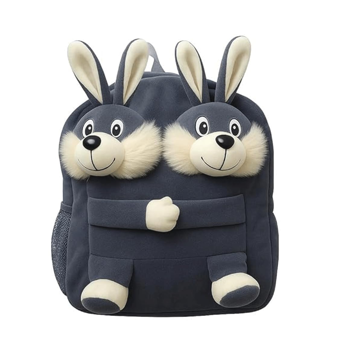 CARTBRINK Kids Plush Teddy Backpack – Soft Rabbit School Bag for Toddlers & Preschool, Cute Animal Backpack with Adjustable Straps – Lightweight & Comfortable for Boys & Girls (darkgrey)