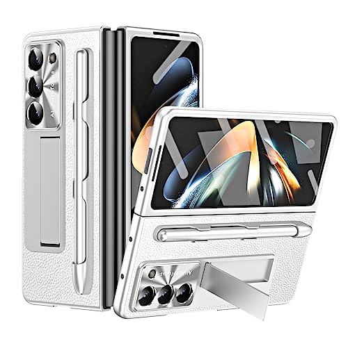 Coque Samsung Galaxy Z Fold 6 en cuir PU argent avec béquille