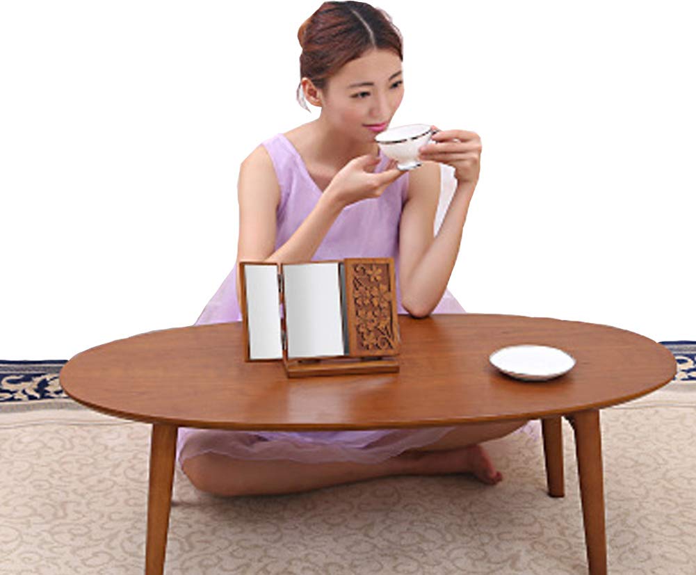 Amazon.co.jp: 鏡 卓上 三面鏡 ミラー 木目 レトロ 折りたたみ 扉