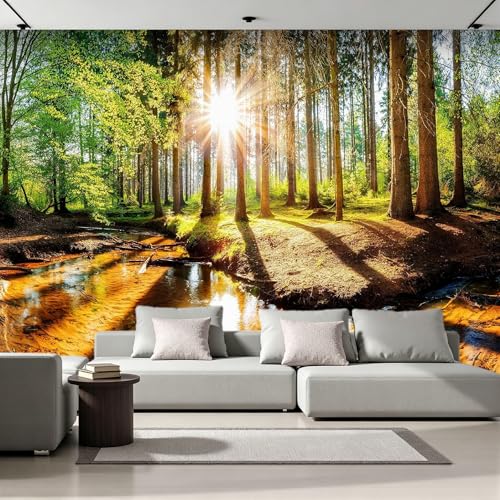 Papier peint intissé forêt 3D pour masquer un mur abîmé - 2