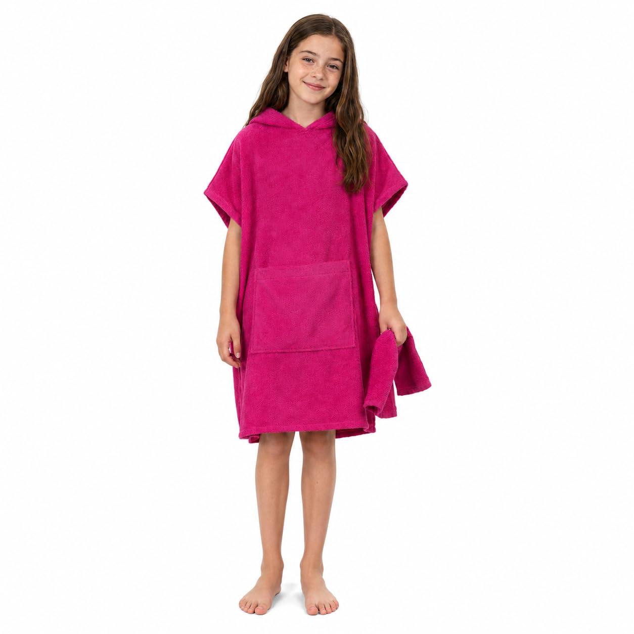 ALLEN &amp; MATE Kids Hooded Towel Poncho, 100% Cotton Swim Cover-Up, 6-13 Yrs