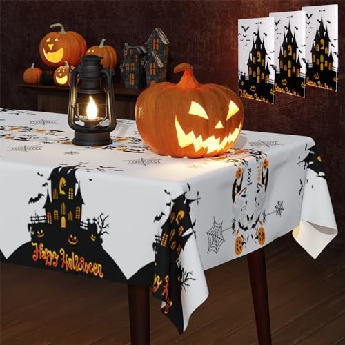 KatchOn, Pumpkin Halloween Plastic Tablecloth Pack of 3
