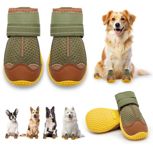 Dog Shoes for Small Dogs, Dog Boots & Paw Protectors for Hardwood Floors, Outdoor Dog Booties for Hot Pavement Winter Snow Hiking, Breathable Dog Shoes with Reflective Strips Size 1 #1 (widt