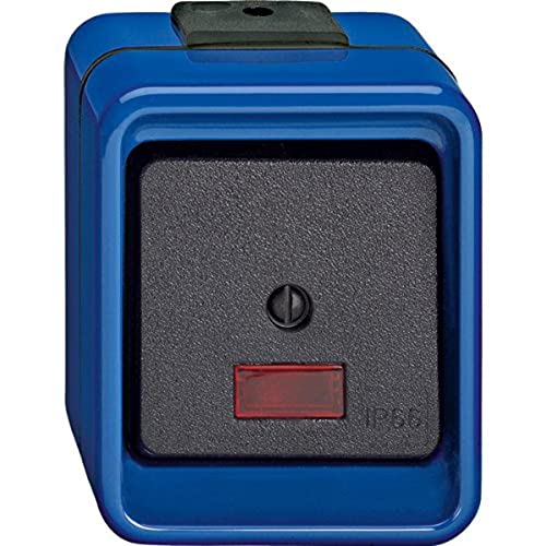 Merten 375975 Wipptaster, Schließer, 1-polig mit separaten Meldekontakten, blau, SCHLAGFEST