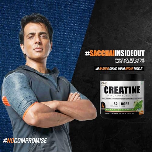 Image of Asitis Nutrition Atom Creatine Monohydrate Powder 100 grams - 32 Servings | Dope Free | Enhances Performance | Promotes Muscle Gains | Mint Mojito Flavour