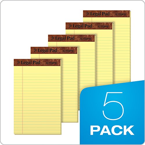 TOPS Blocos de anotações The Legal Pad, 12,7 cm x 20,3 cm, Regra Jurídica, Papel Canário, 50 folhas,