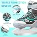 LEVYTEMP Adjustable ice Skates for Kids Boys Girls, 4 Size Triple Protection Beginner Figure Blades with Ankle Support for Outdoor and Rink,Grey