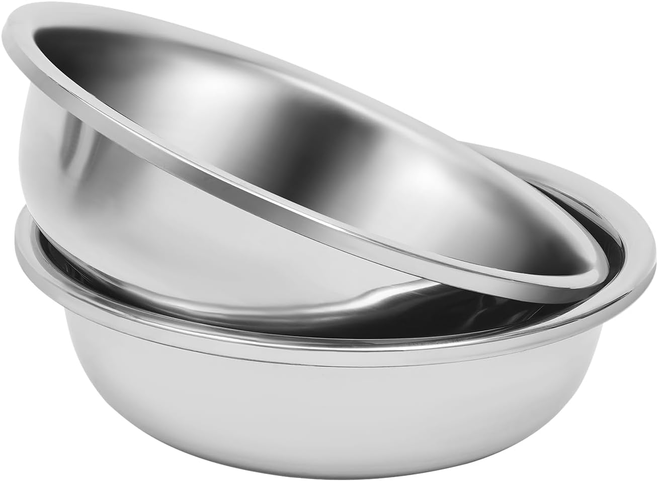 2 Pcs Stainless Steel Mixing Bowls, Nesting Baking Supplies, 4mm Thicker Stainless Steel Flat Bottom Stackable Salad Bowl Mixing Bowls Set for Cooking, Baking, Salad, 18.9 x 5.9in