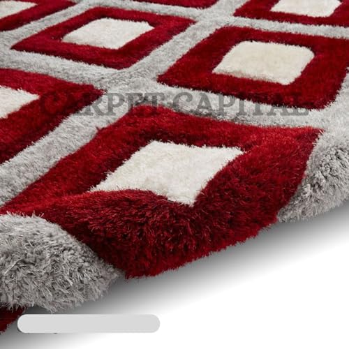 Image of Modern Texture Shag Area Rug Fluffy Microfiber 2inch Pile for Living Room, Bedroom(6x8feet,BROWN /IVORY36)