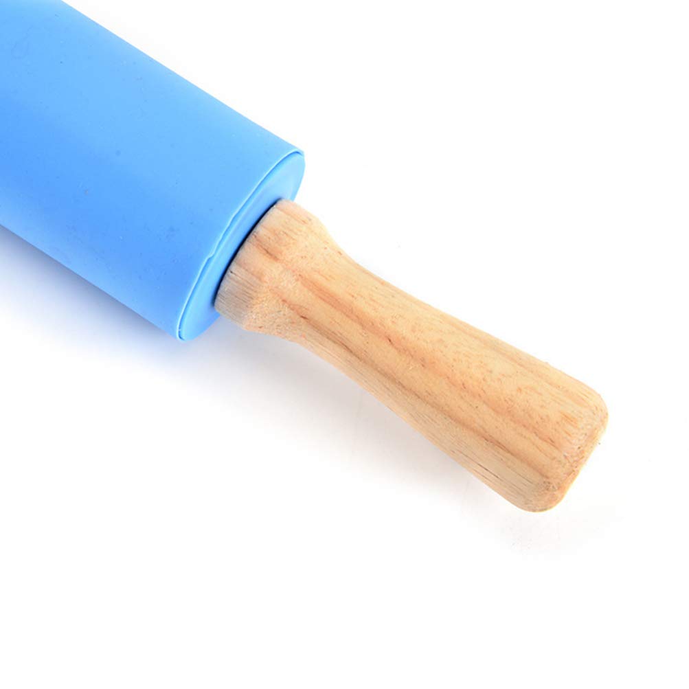 Teigroller aus Silikon zum Backen, langlebiger Teigroller mit Holzgriff, ideal für die Herstellung von Teigtaschen und Gebäck, unverzichtbares Küchenzubehör für Erwachsene