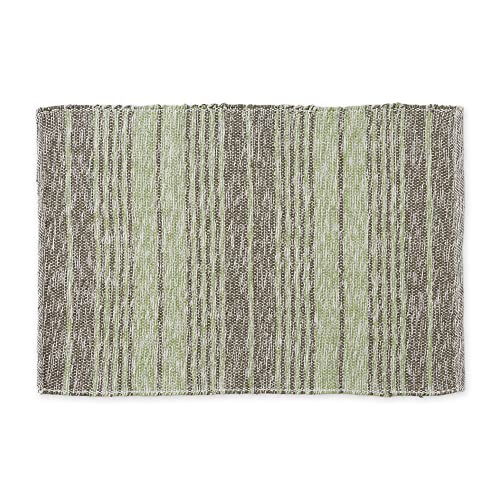 DII Woven Rag Rug Collection Recycled Yarn Variegated Rustic Stripe, 2x3', Artichoke