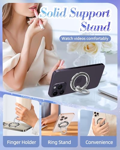 Soporte de anillo MagSafe para selfis y videollamadas con brillo negro 3
