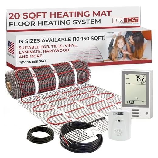 LuxHeat 20 Sqft Mat Kit, 120v Electric Radiant Floor Heating System for Under tile, Stone and Laminate. Kit Includes Alarm, Heated Floor Mat, OJ Microline Programmable Thermostat with GFCI & Sensor