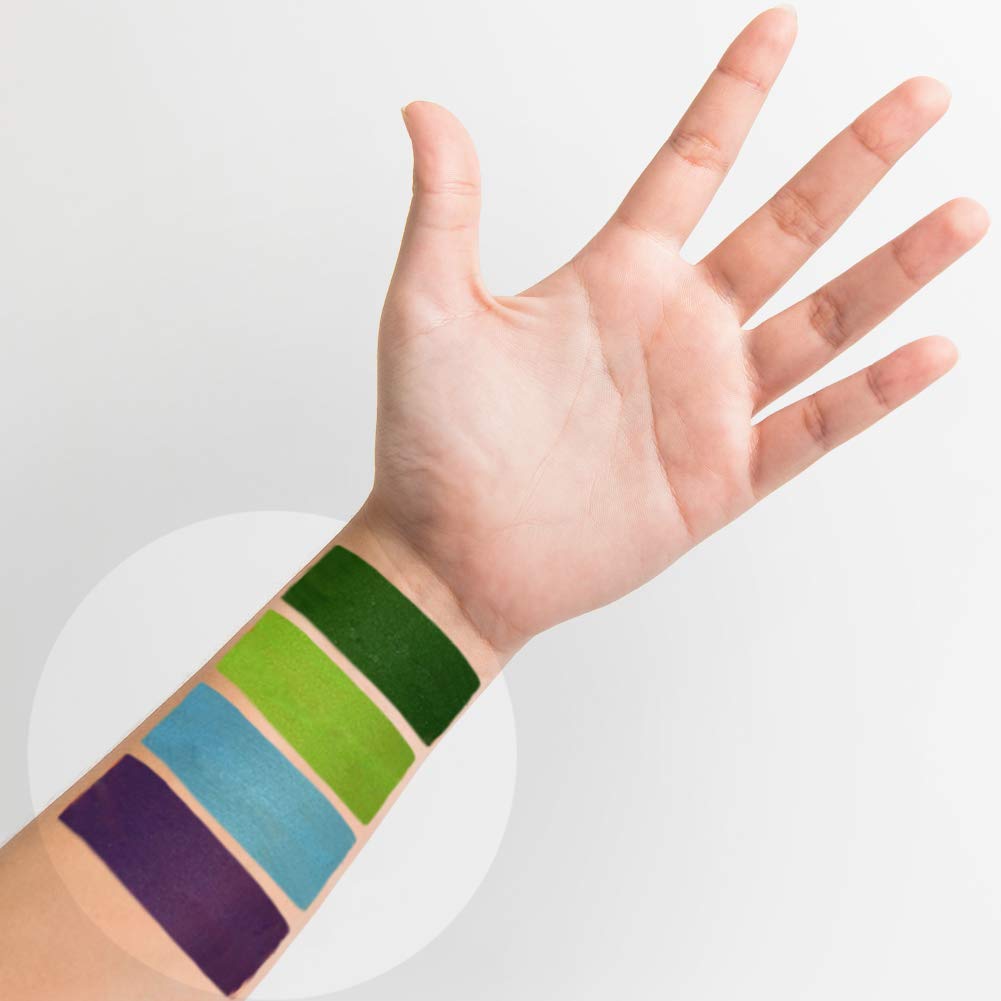 Kraze FX Fundamentals Professional 12 Color Face Paint Palette (6 gm) with 2 Brushes - Water Activated, Hypoallergenic, Safe, Non-Toxic Face Painting Kit for Sensitive Skin, Kids & Adults - Image 4