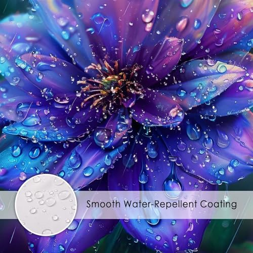 Rideau douche 150x210cm lavable en polyester violet fleur avec 12 crochets - 6