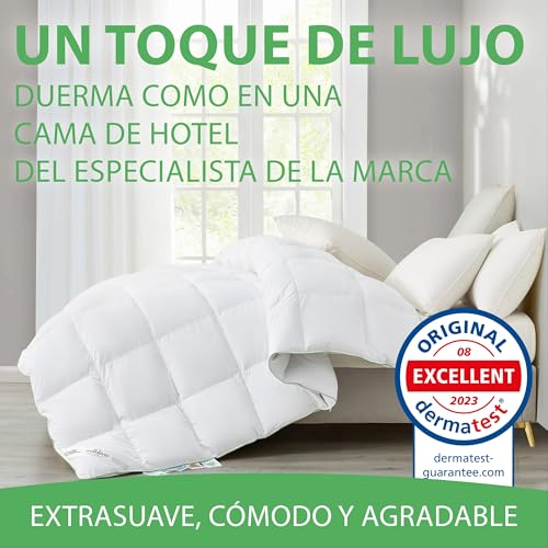 Welldora Edredón Invierno de Plumas para Cama de 180 x 200 | 100% Edredón Nórdico de Plumas y Plumón Extrasuave | Médicamente Probado, Oeko-Tex, Hipoalergénico | Certificado RDS | 260 x 240 cm - imagen 6