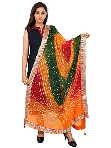 Image of Lifestyle Art Silk Embellished Women's Dupatta Bandhani Bandhej Jaipuri Rajasthani Dupatta