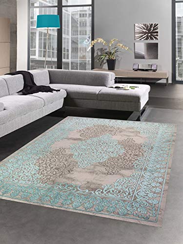 CARPETIA Projektant dywanów i nowoczesny dywan orientalny wzór turkusowy szary rozmiar 200 x 290 cm