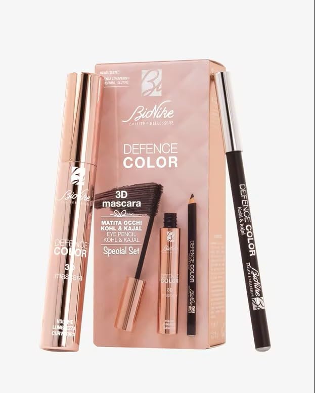 BioNike Defence Color - Mascara 3D + Matita Kohl&Kajal, Special Set Make Up Occhi, Dona Ciglia Volumizzate e uno Sguardo Intenso, Nero