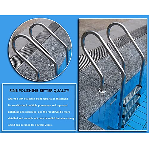 Escalera para piscina de acero inoxidable con 3 peldaños antideslizantes miniatura 5