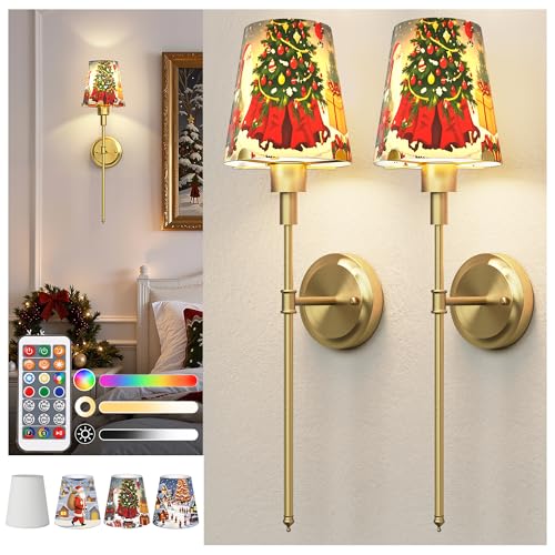 Image of DORESshop Vintage Gold Battery Operated Wall Sconce, 24.6in, 2P